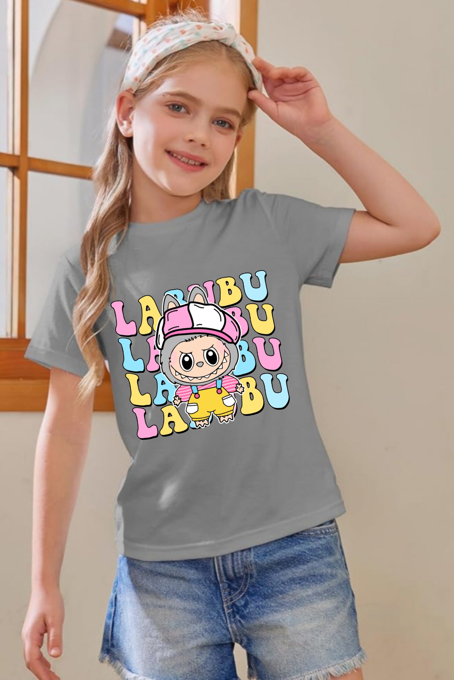 Yellow Pink Labubu - Girl's T-Shirt