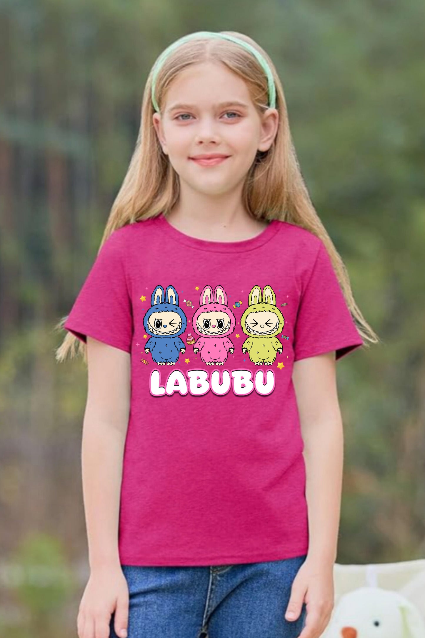 Three Cute Labubu - Girl's T-Shirt