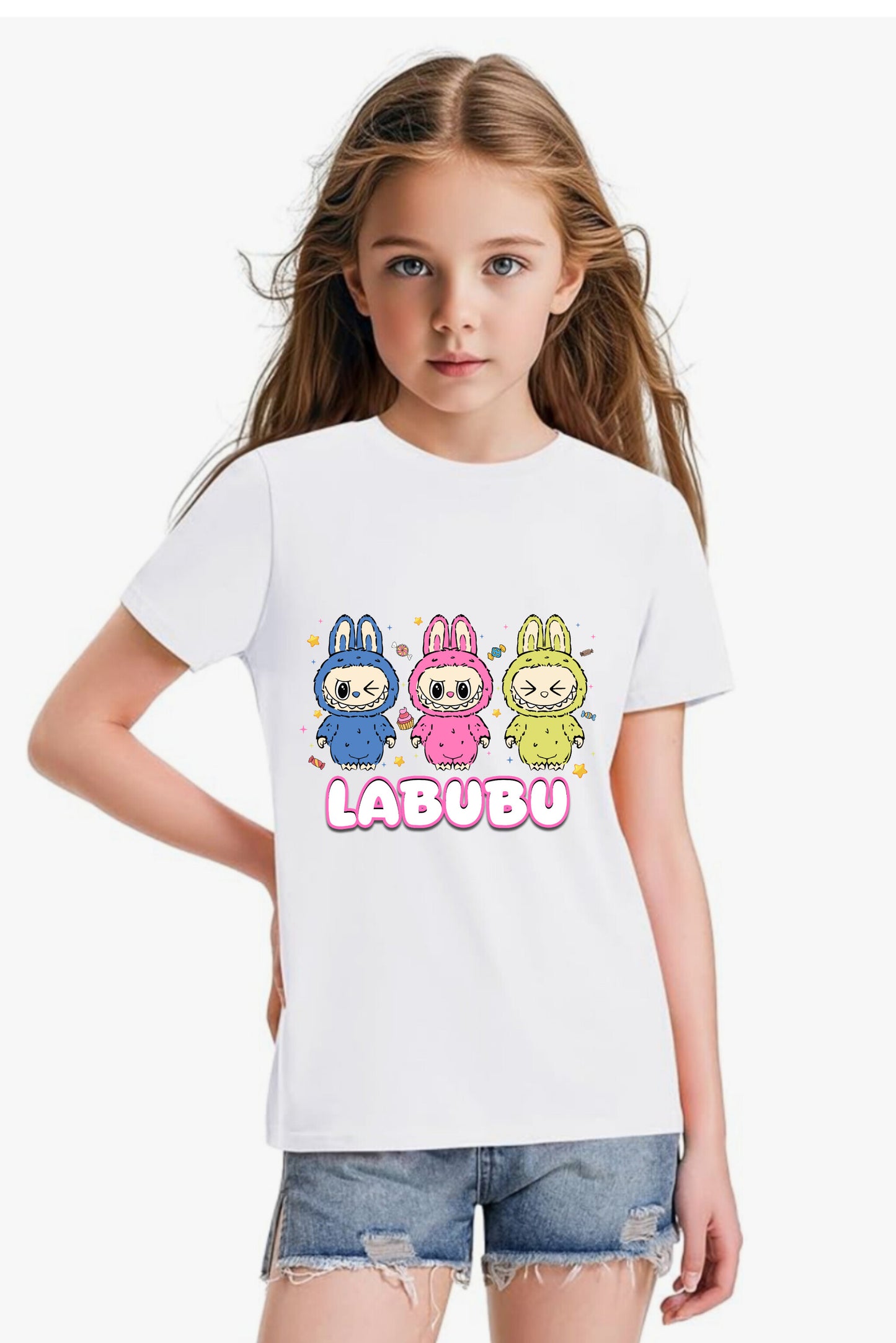 Three Cute Labubu - Girl's T-Shirt