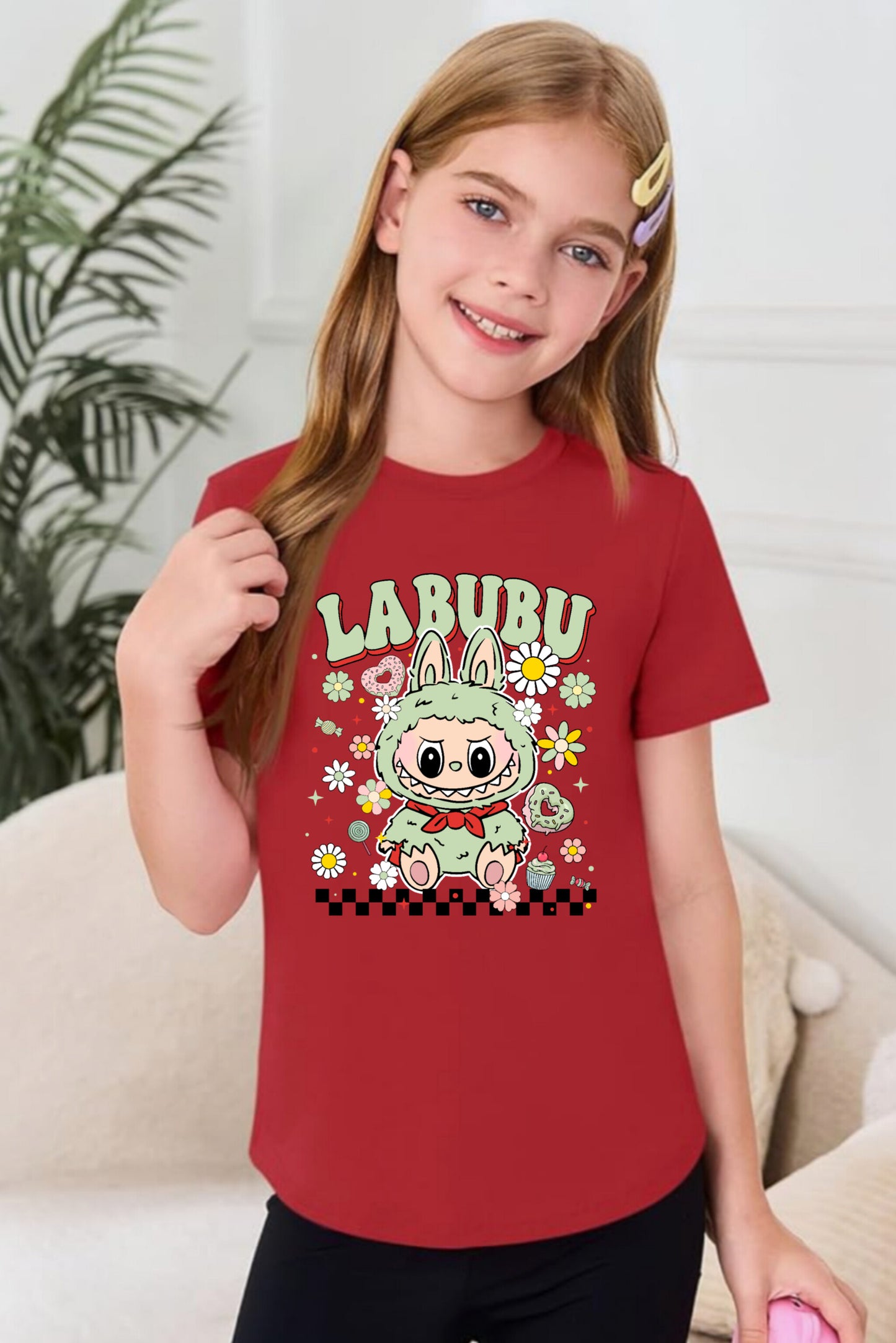 Light Green Labubu Girl's T-Shirt